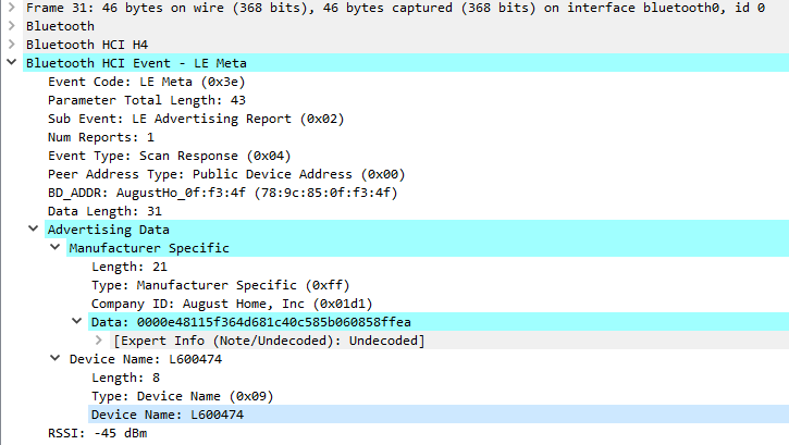 Wireshark LE Meta Device Name