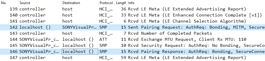 Wireshark Pairing Process