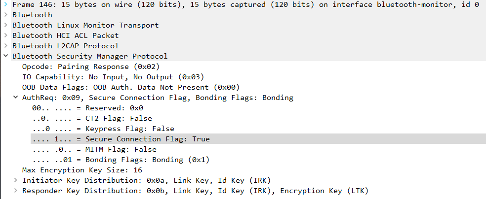 Wireshark Pairing Response