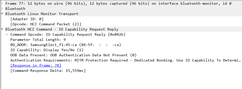 Wireshark IO Caps Request Reply