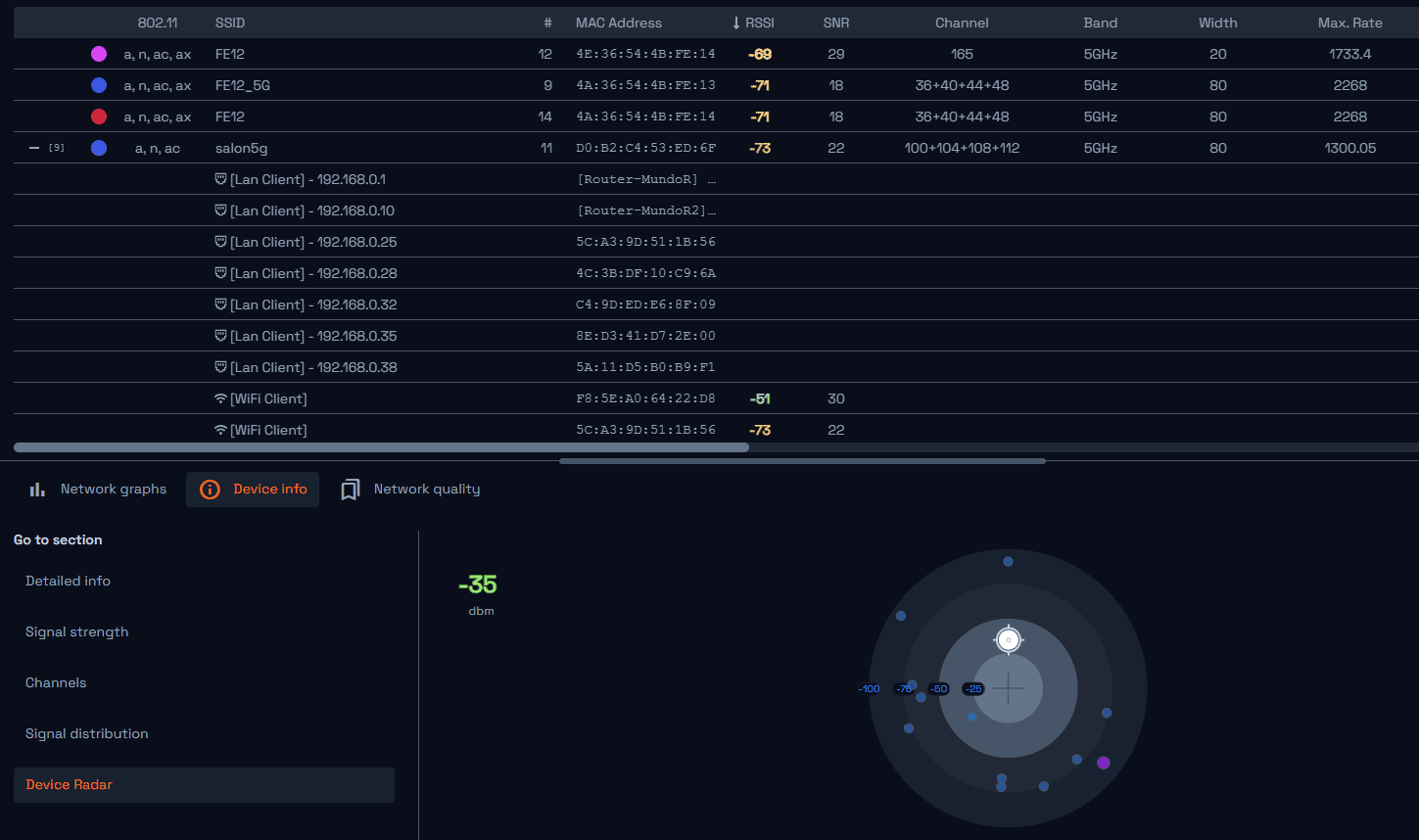 interfaz gráfica del sniffer wifi