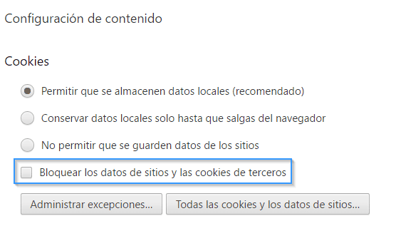 Bloquear cookies samesite strict