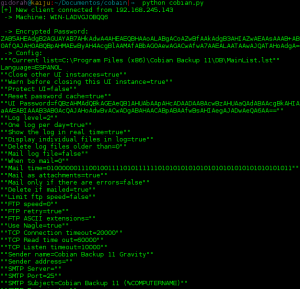 Nuestro servidor falso de Cobian Backup recibiendo la configuración de un cliente