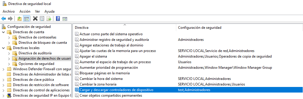 seloaddriverprivilege group policy