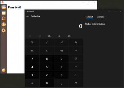 Inicio de proceso calc.exe a través de TISscript en SCITER