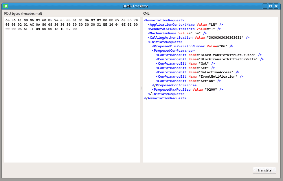 Autenticación en modo de baja seguridad. Nótese la contraseña 00000001 codificada en hexadecimal (3030303030303031).