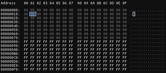 firmware entropy variation from 00 to FF