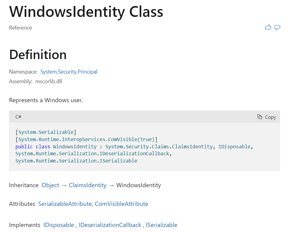 WindowsIdentity Implementation